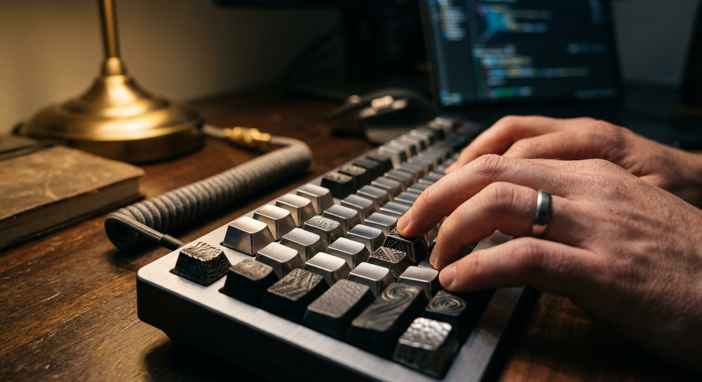 Gros plan des mains d'un développeur tapant sur un clavier mécanique lors d'une séance de codage intensif.
