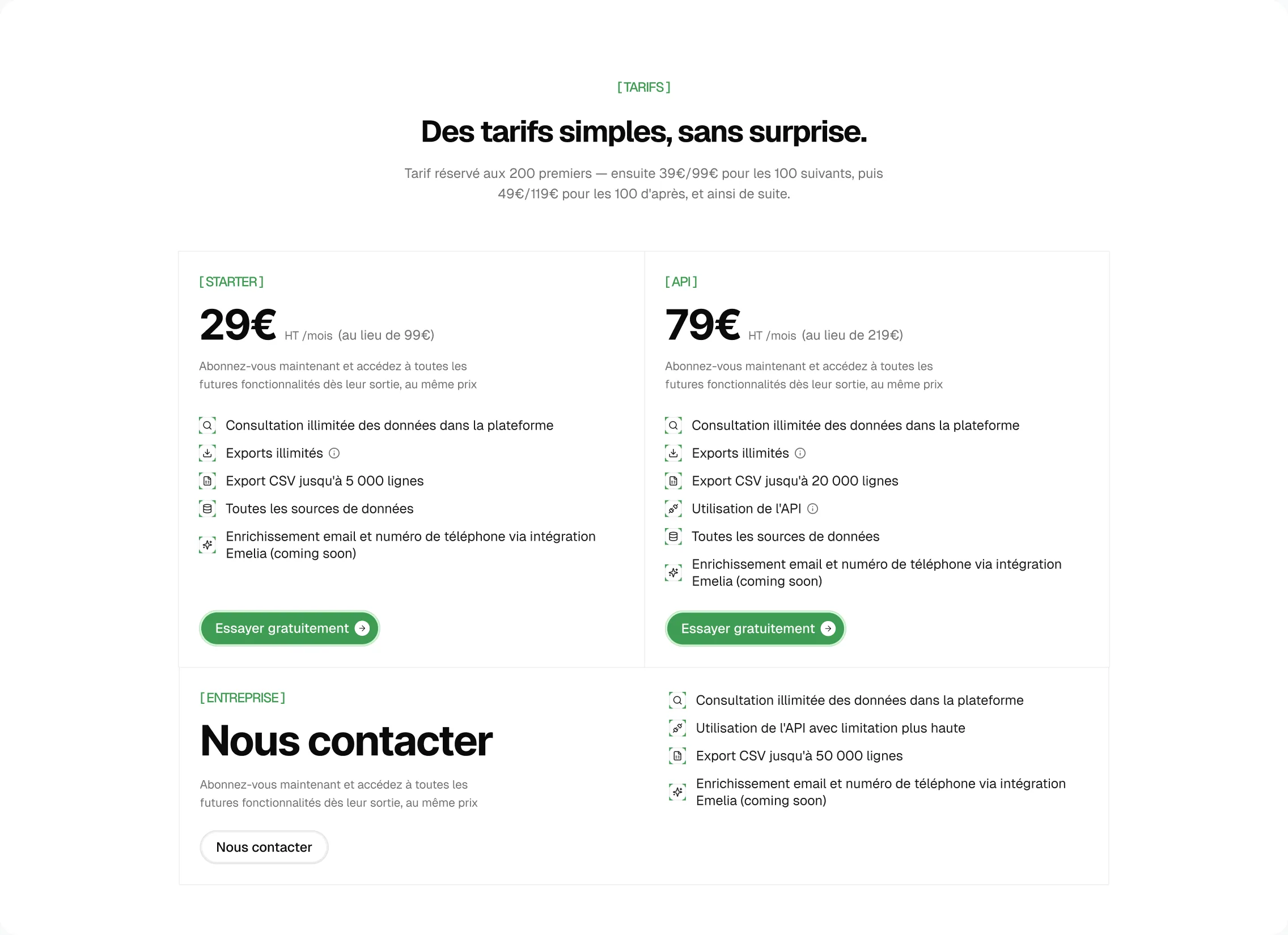 Screen from the Basile landing page