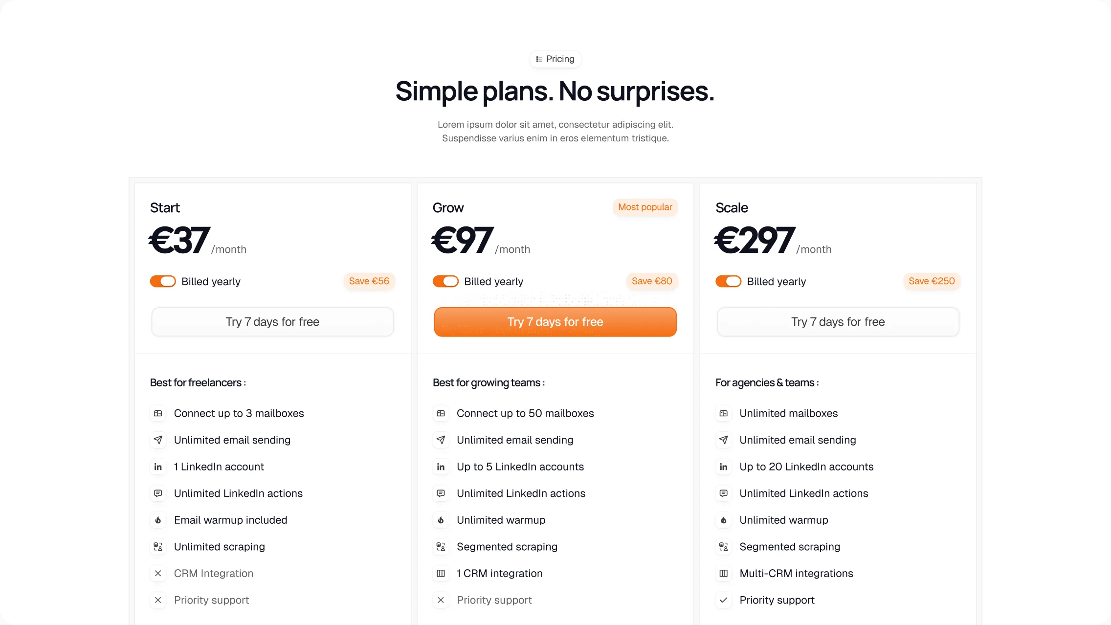 Screen from the new Emelia.io website